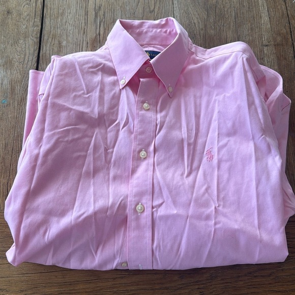 Ralph Lauren  Men Shirt Size 16 Pink Blue Pony Button Down - Picture 1 of 5
